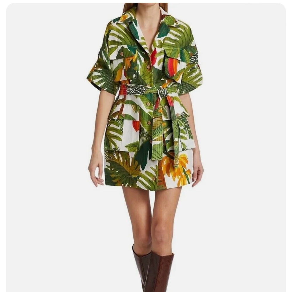 NWOT Farm rio white cocoa forest utility dress (M)